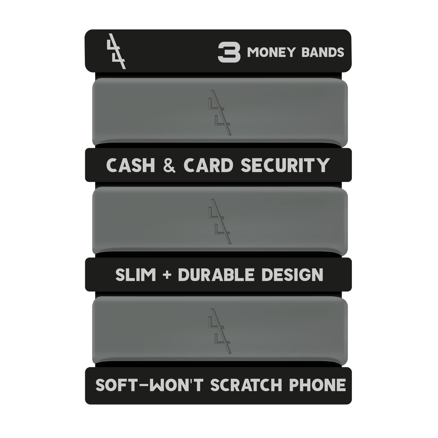 Premium Rubber Money Bands for Cash (3), Wallet Money Clip Alternative