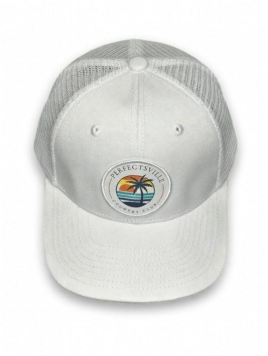 PERFECTSVILLE Country Club Snapback Hat (White & White)