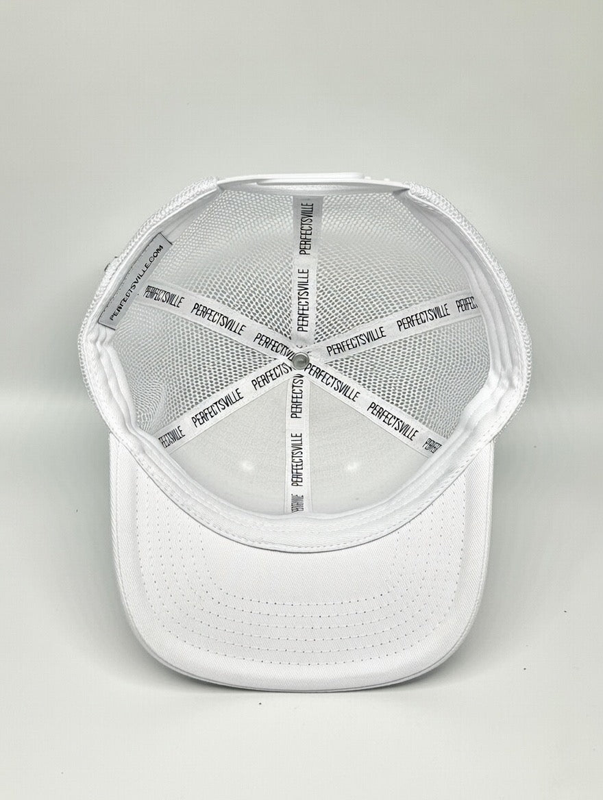 PERFECTSVILLE Country Club Snapback Hat (White & White)