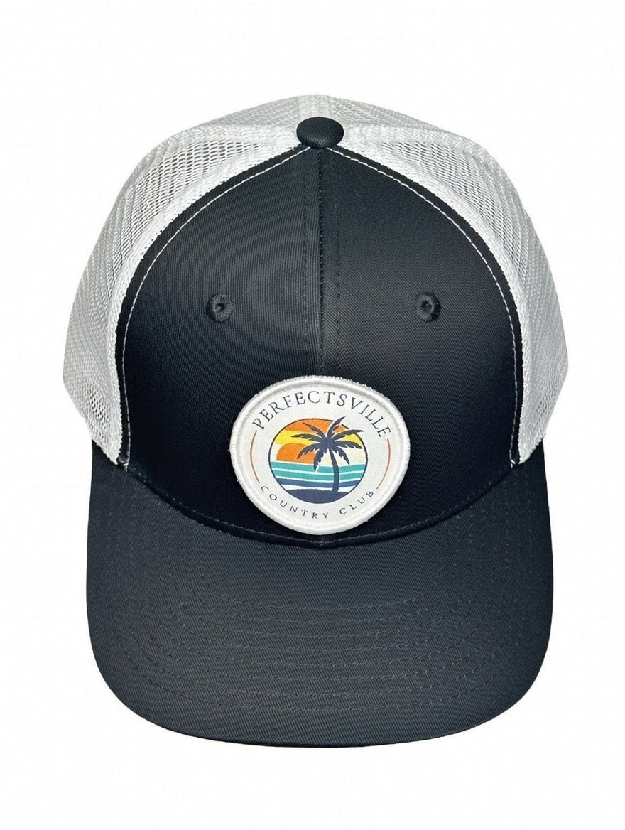 PERFECTSVILLE Country Club Snapback Hat (Black & White)