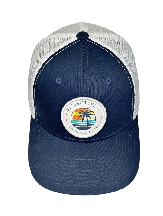 PERFECTSVILLE Country Club Snapback Hat (Blue & White)